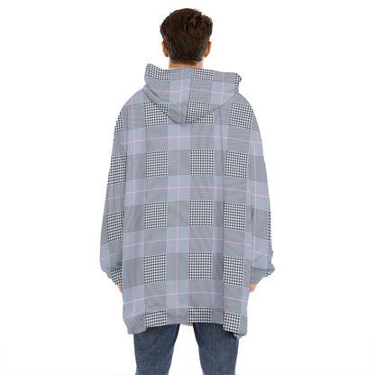 Navy Blue Prince of Wales Check Print Hoodie Blanket