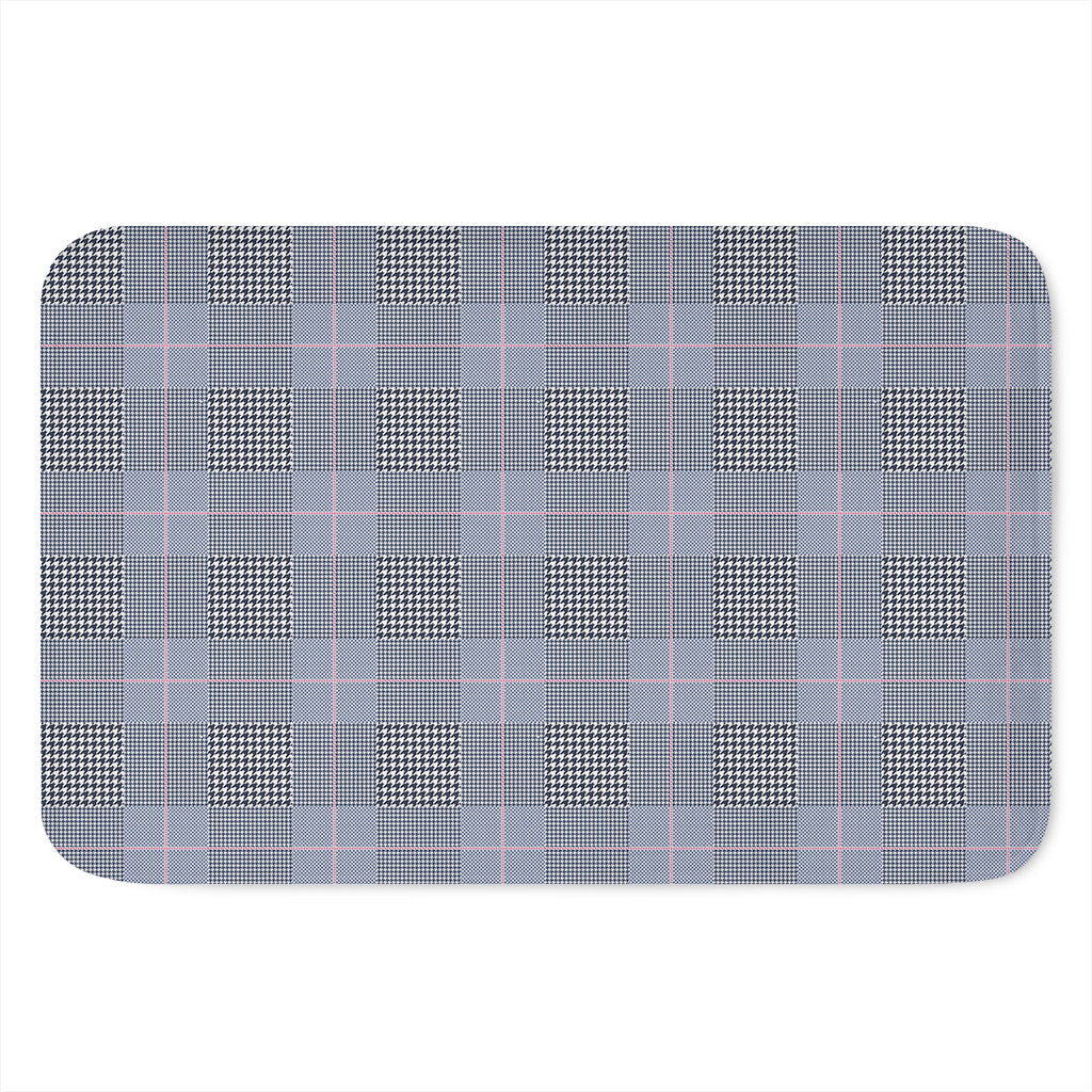 Navy Blue Prince of Wales Check Print Indoor Door Mat
