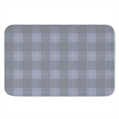 Navy Blue Prince of Wales Check Print Indoor Door Mat