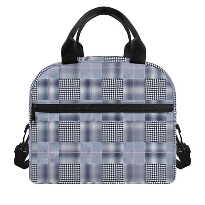 Navy Blue Prince of Wales Check Print Insulated Lunch Bag
