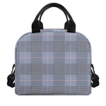 Navy Blue Prince of Wales Check Print Insulated Lunch Bag
