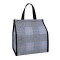 Navy Blue Prince of Wales Check Print Insulated Lunch Tote