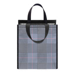 Navy Blue Prince of Wales Check Print Insulated Lunch Tote