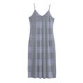 Navy Blue Prince of Wales Check Print Jersey Midi Cami Dress