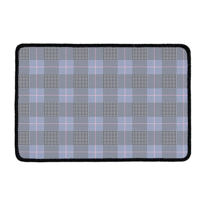 Navy Blue Prince of Wales Check Print Kitchen Mat
