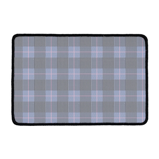 Navy Blue Prince of Wales Check Print Kitchen Mat