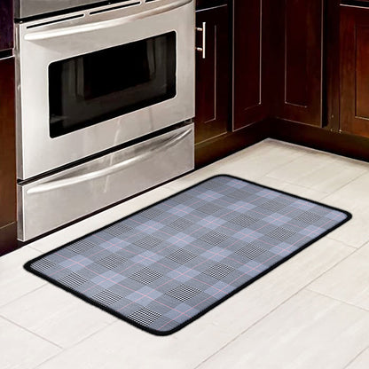 Navy Blue Prince of Wales Check Print Kitchen Mat