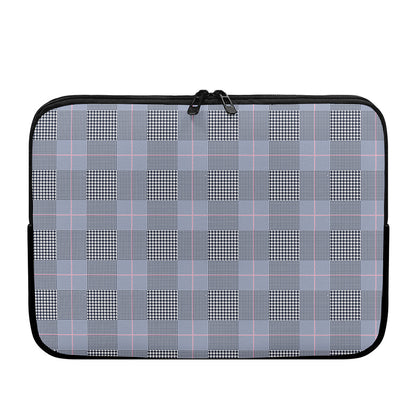 Navy Blue Prince of Wales Check Print Laptop Sleeve