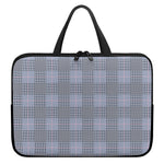 Navy Blue Prince of Wales Check Print Laptop Sleeve With Handle