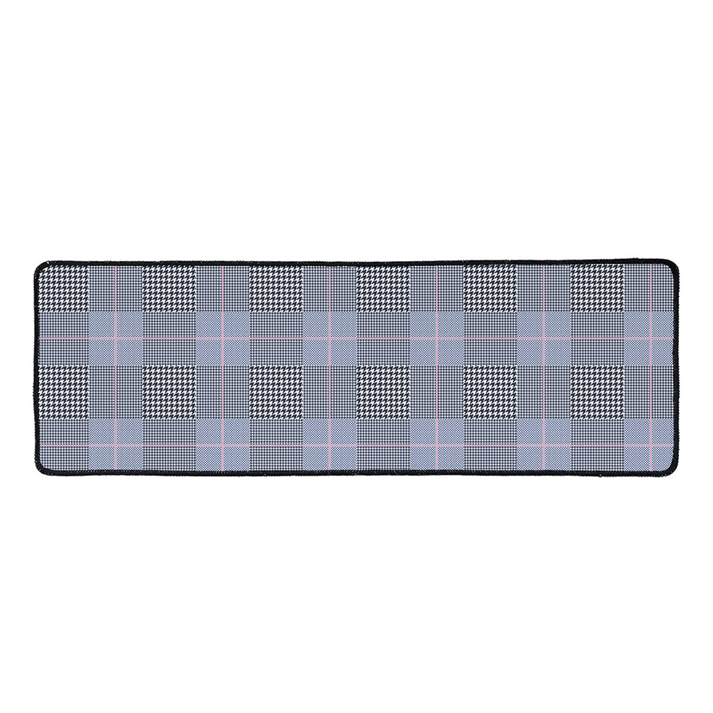 Navy Blue Prince of Wales Check Print Long Kitchen Mat