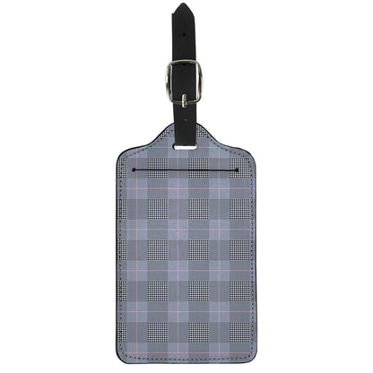 Navy Blue Prince of Wales Check Print Luggage Tag