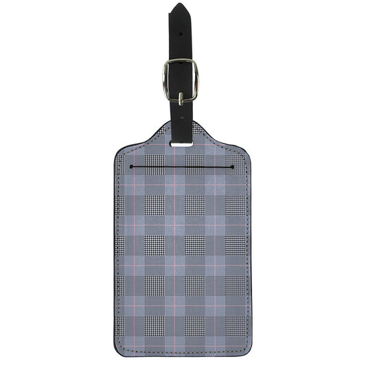 Navy Blue Prince of Wales Check Print Luggage Tag