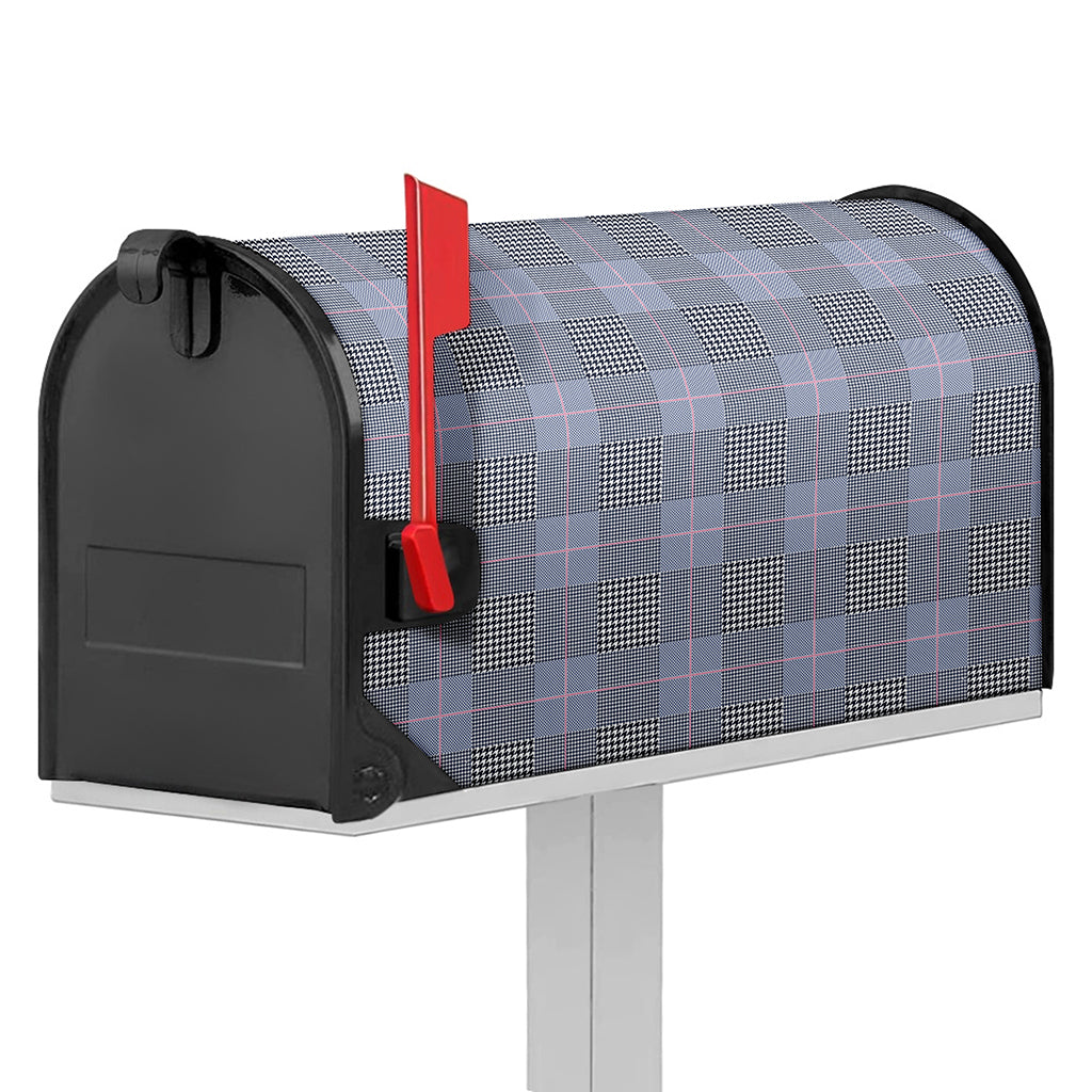 Navy Blue Prince of Wales Check Print Mailbox Cover