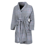 Navy Blue Prince of Wales Check Print Men's Bathrobe