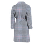 Navy Blue Prince of Wales Check Print Men's Bathrobe