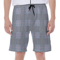 Navy Blue Prince of Wales Check Print Men's Beach Shorts