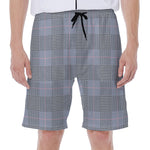 Navy Blue Prince of Wales Check Print Men's Beach Shorts
