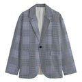 Navy Blue Prince of Wales Check Print Men's Blazer