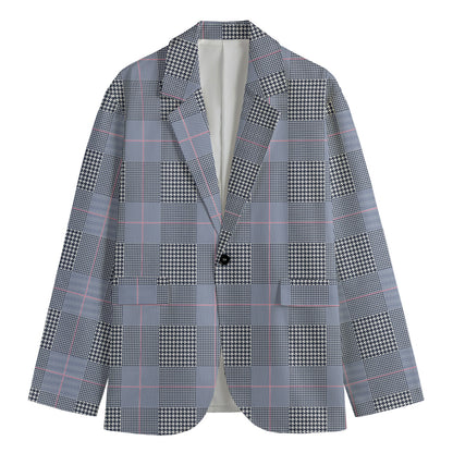 Navy Blue Prince of Wales Check Print Men's Blazer