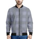 Navy Blue Prince of Wales Check Print Men's Bomber Jacket