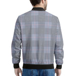 Navy Blue Prince of Wales Check Print Men's Bomber Jacket