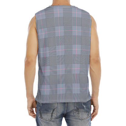 Navy Blue Prince of Wales Check Print Men's Fitness Tank Top