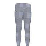 Navy Blue Prince of Wales Check Print Men's leggings