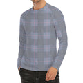 Navy Blue Prince of Wales Check Print Men's Long Sleeve Rash Guard