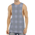 Navy Blue Prince of Wales Check Print Men's Muscle Tank Top