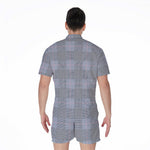 Navy Blue Prince of Wales Check Print Men's Rompers