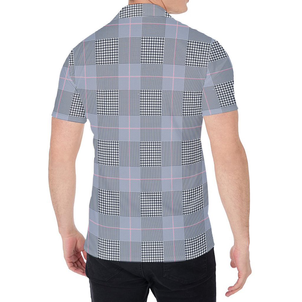Navy Blue Prince of Wales Check Print Men's Shirt