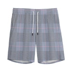 Navy Blue Prince of Wales Check Print Men's Sports Shorts