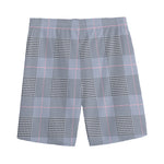 Navy Blue Prince of Wales Check Print Men's Sports Shorts