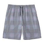 Navy Blue Prince of Wales Check Print Men's Swim Trunks
