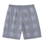 Navy Blue Prince of Wales Check Print Men's Swim Trunks