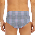 Navy Blue Prince of Wales Check Print Men's Triangle Swim Briefs