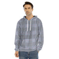 Navy Blue Prince of Wales Check Print Men's Velvet Pullover Hoodie