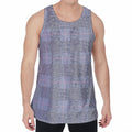 Navy Blue Prince of Wales Check Print Men's Velvet Tank Top
