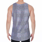 Navy Blue Prince of Wales Check Print Men's Velvet Tank Top
