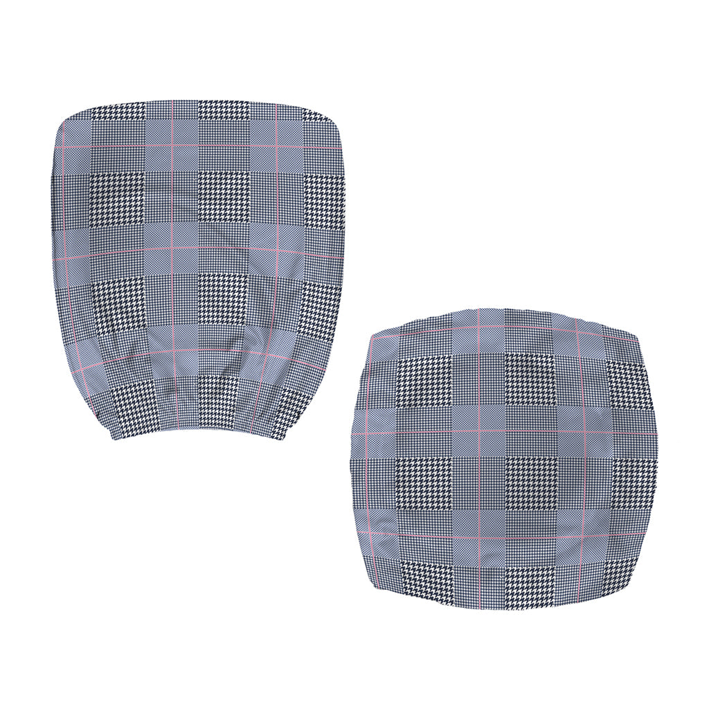 Navy Blue Prince of Wales Check Print Office Chair Cover