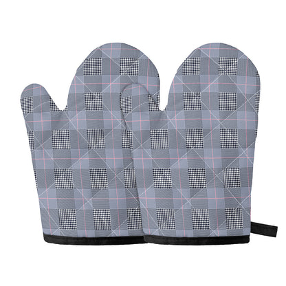 Navy Blue Prince of Wales Check Print Oven Mitts