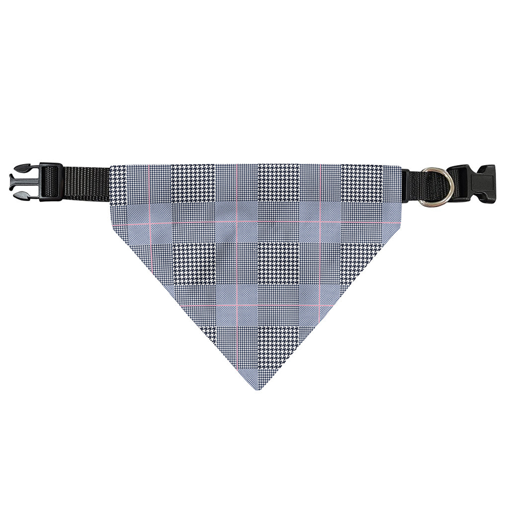 Navy Blue Prince of Wales Check Print Over The Collar Dog Bandana