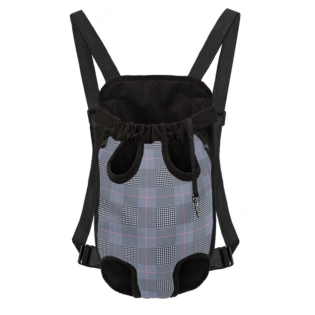 Navy Blue Prince of Wales Check Print Pet Carrier Backpack