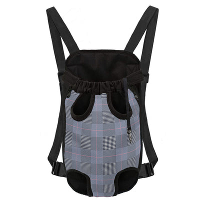 Navy Blue Prince of Wales Check Print Pet Carrier Backpack