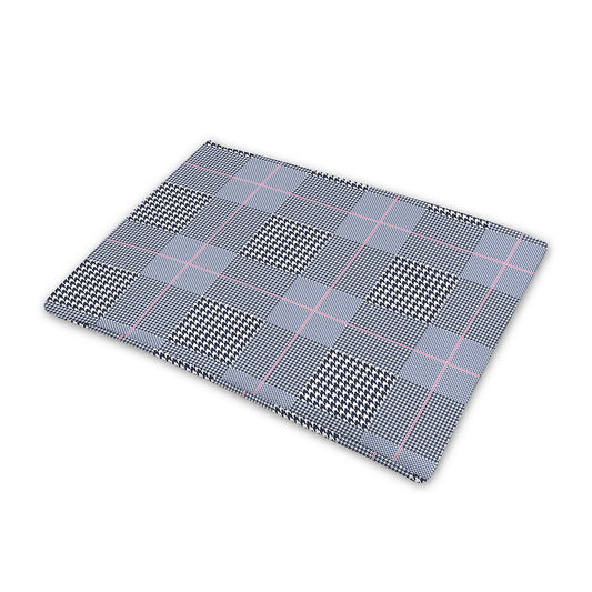 Navy Blue Prince of Wales Check Print Pet Cooling Mat Cover