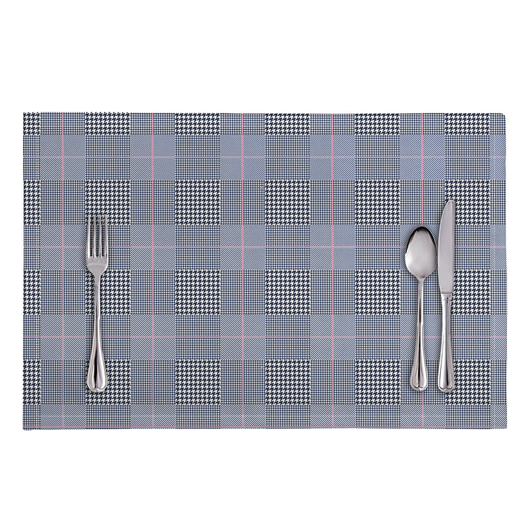 Navy Blue Prince of Wales Check Print Placemat