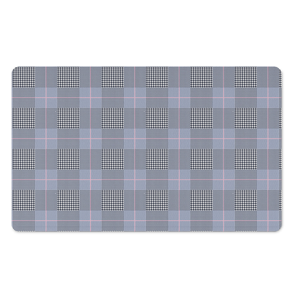 Navy Blue Prince of Wales Check Print Polyester Doormat