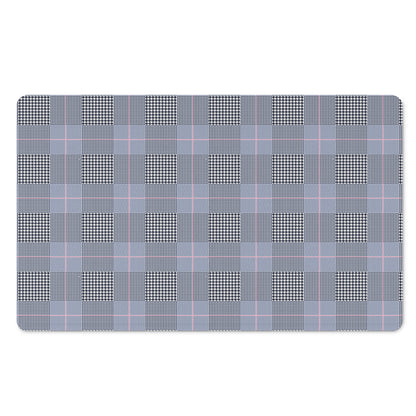 Navy Blue Prince of Wales Check Print Polyester Doormat