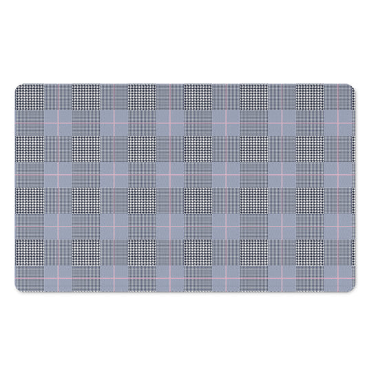 Navy Blue Prince of Wales Check Print Polyester Doormat