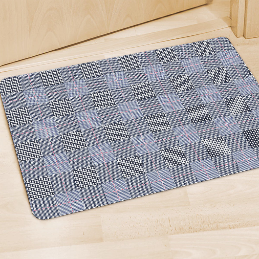 Navy Blue Prince of Wales Check Print Polyester Doormat